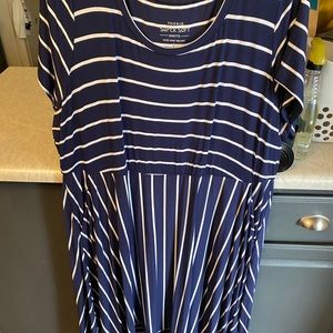 Navy and white striped dress